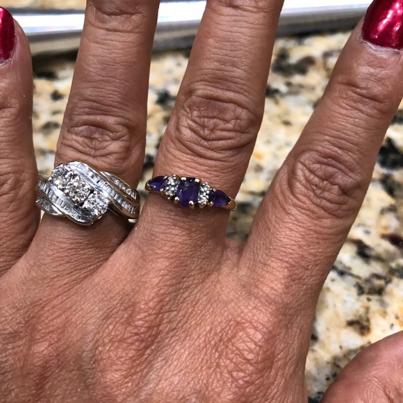 10k gold amethyst/diamonds ring - Picture 8 of 11